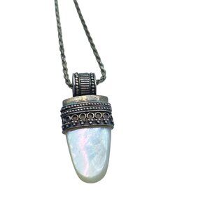 Vintage Sterling Silver MOP Bali Style Pendant Necklace Signed CMMA BMCO Unique